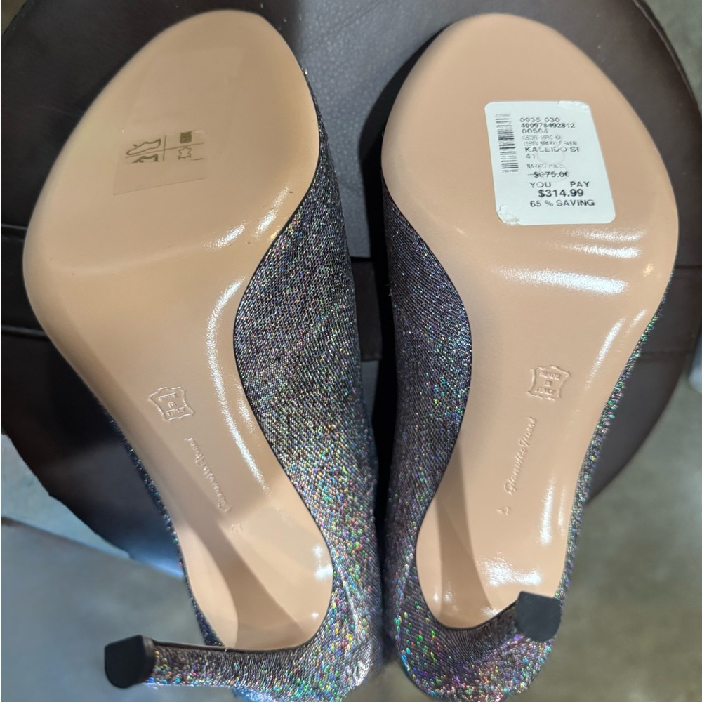 Gianvito Rossi Glittering Silver Peep Toe Heels - New without Box - Picture 6 of 7